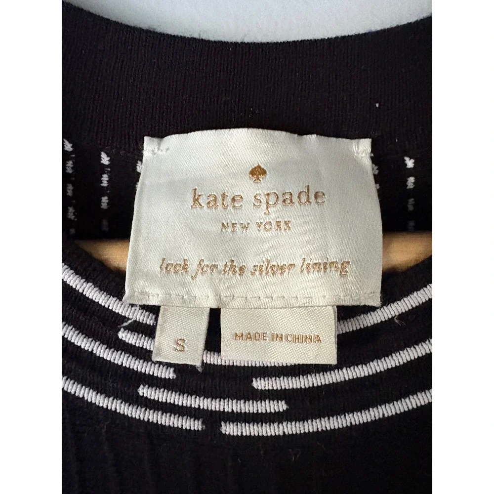 Kate Spade Black White Geometric Knit Fit and‎ Flare Dress Size S